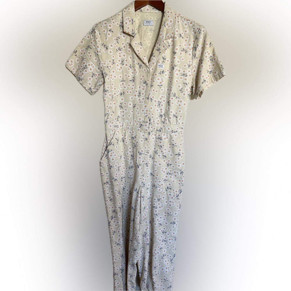 RVCA Floral Daisy Jumpsuit in cream